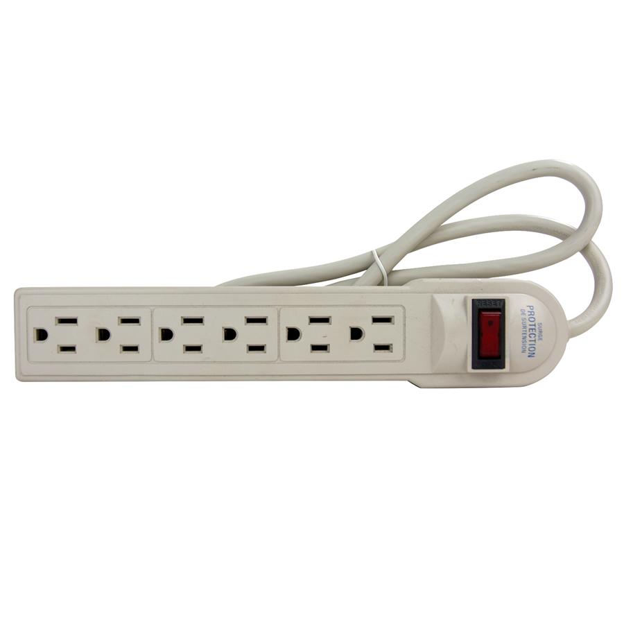 Power Strip with Surge Protection, 270 Joules, 6-Outlets, 3-Foot - Click Image to Close