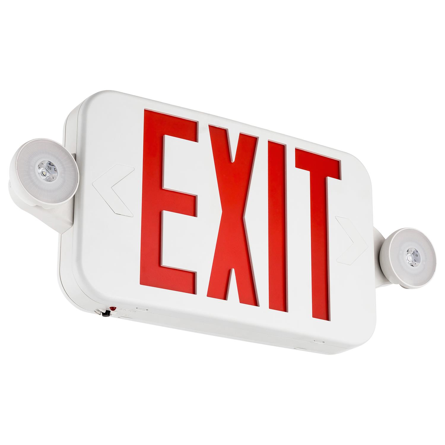 LED Exit Sign and Emergency Lights Ceiling or Wall Mount, Backup - Click Image to Close