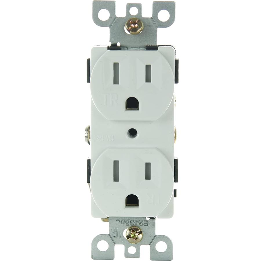 Duplex Wall Plug Receptacle Outlets, 15 Amp, 125 Volts, White - Click Image to Close
