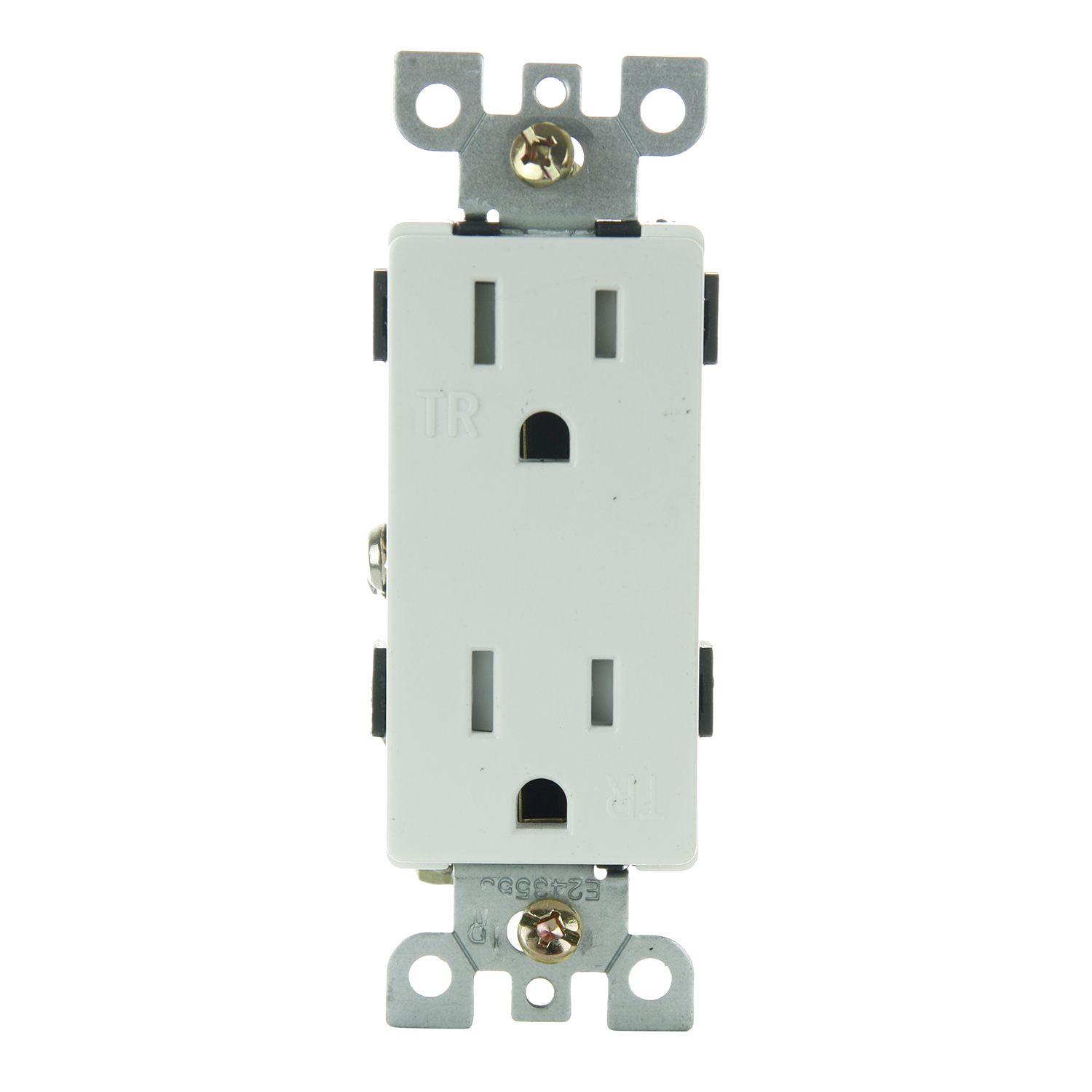 Outlet, UL Listed,15 Amp, 125 Volts, Grounded, Modern Design Wht - Click Image to Close