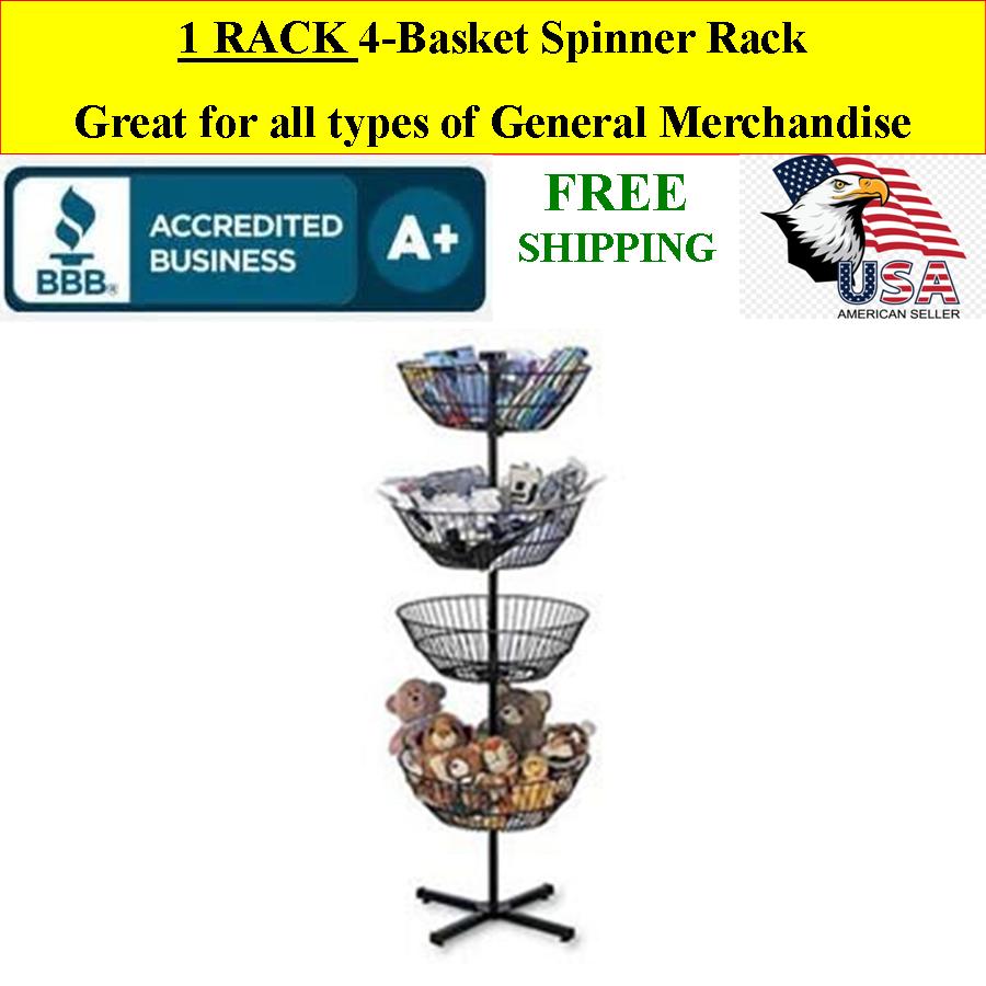 Retail Store Spinner Rack 4 Basket - Click Image to Close