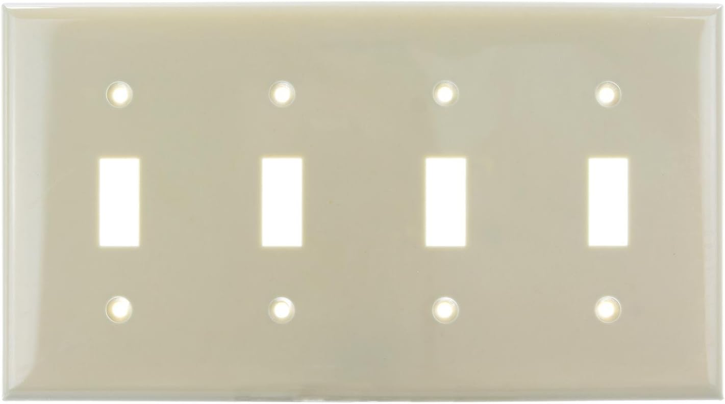 4 Gang Toggle Switch Wall Plate, Ivory E104/I
