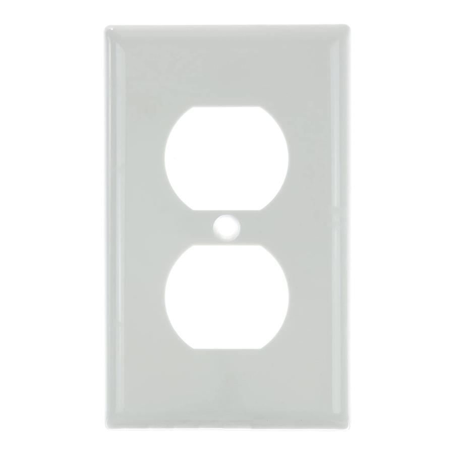 1 Gang Duplex Receptacle Wall Plate, Outlet Cover, White - Click Image to Close