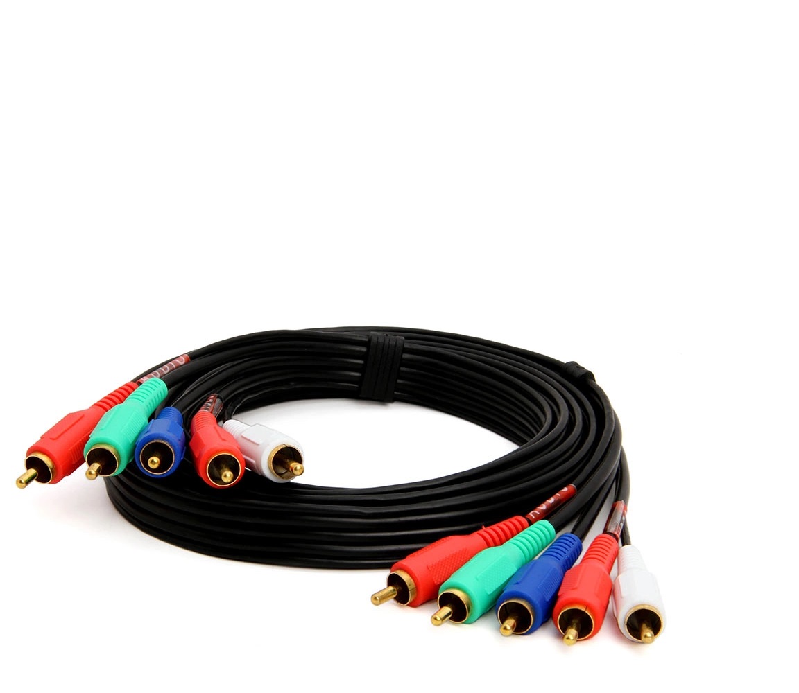 5RCA Male RGB Component Audio Video Cable Gold Plated 6 FT - Click Image to Close