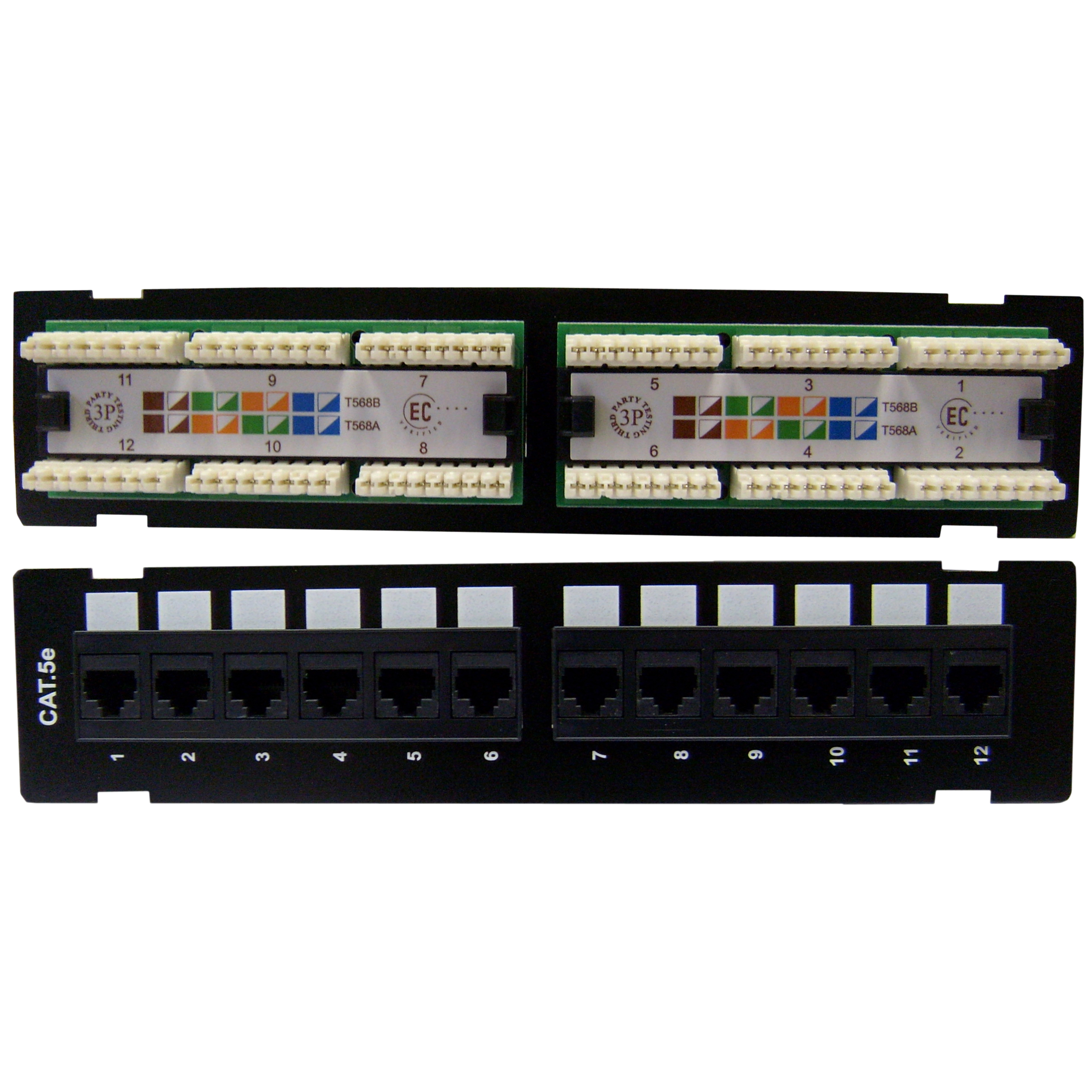 Wall Mount, 12 port Cat5e Patch Panel, 110 Type, 10 inch - Click Image to Close
