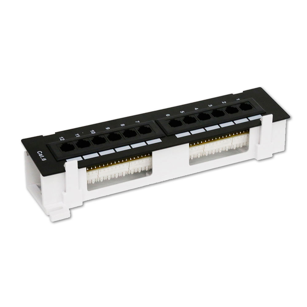 Wall Mount, 12 port Cat6 Patch Panel, 110 Type, 10 inch - Click Image to Close