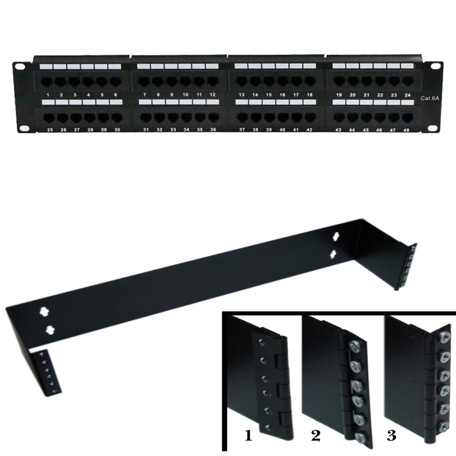 48 port Cat6a Patch Panel, 110 Type, 568A & 568B with 2U Bracket - Click Image to Close