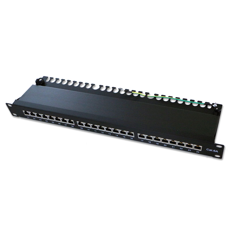 24-port Shielded Cat6a Patch Panel, 110, Rackmount, 1U - Click Image to Close