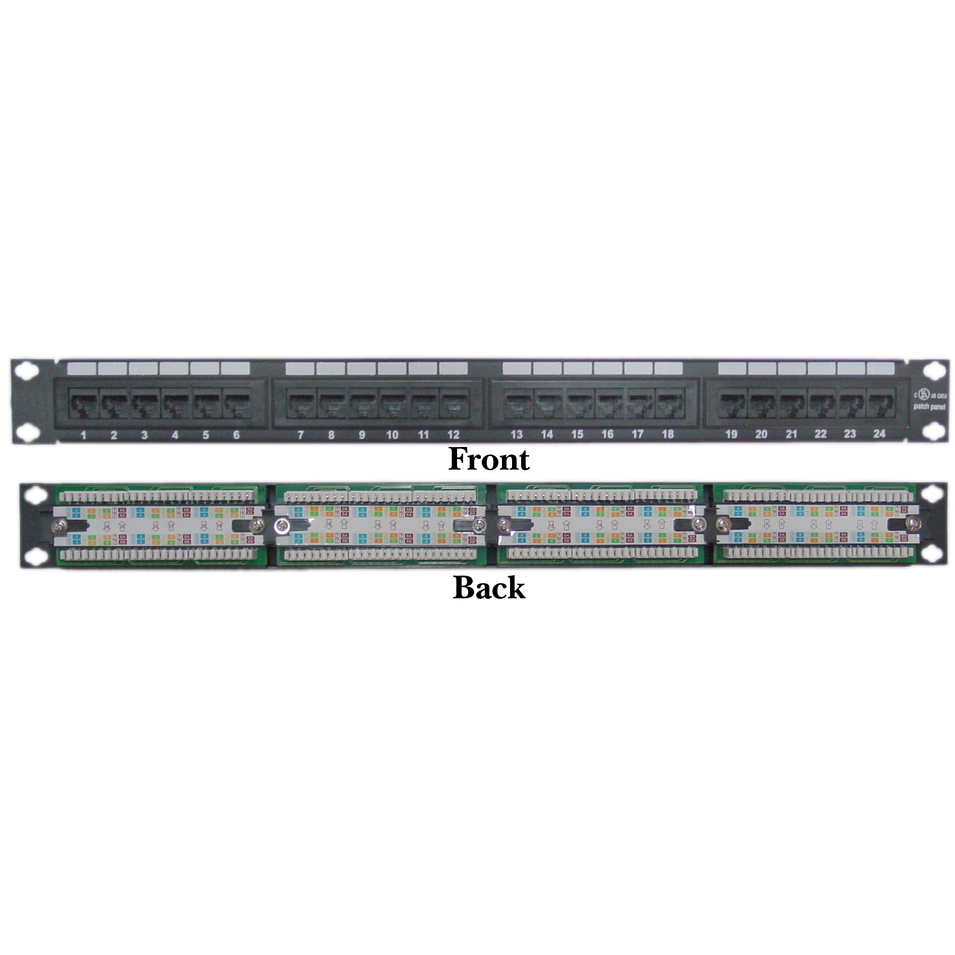 24 port Cat6 Patch Panel, 110 Type, 568A & 568B Compatible - Click Image to Close