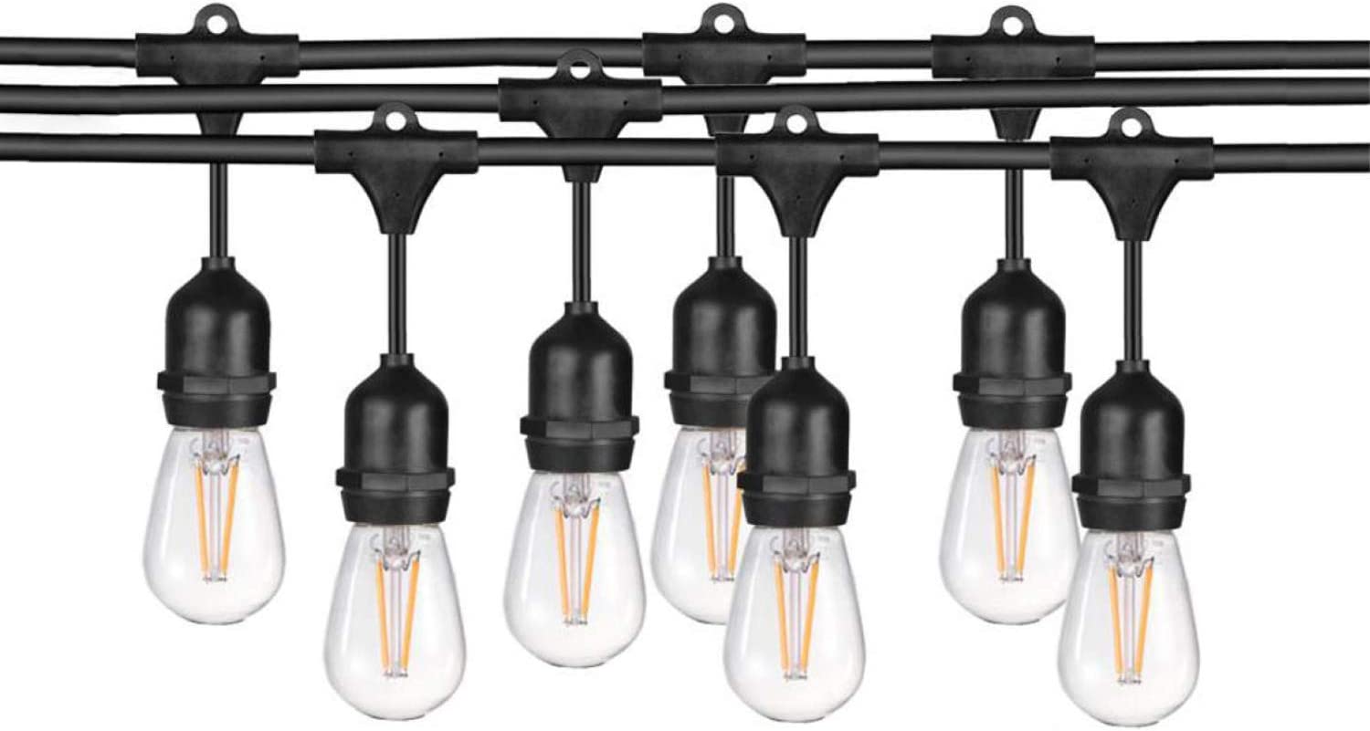 48ft Outdoor String Lights, Waterproof, Shatterproof LED Bulbs - Click Image to Close