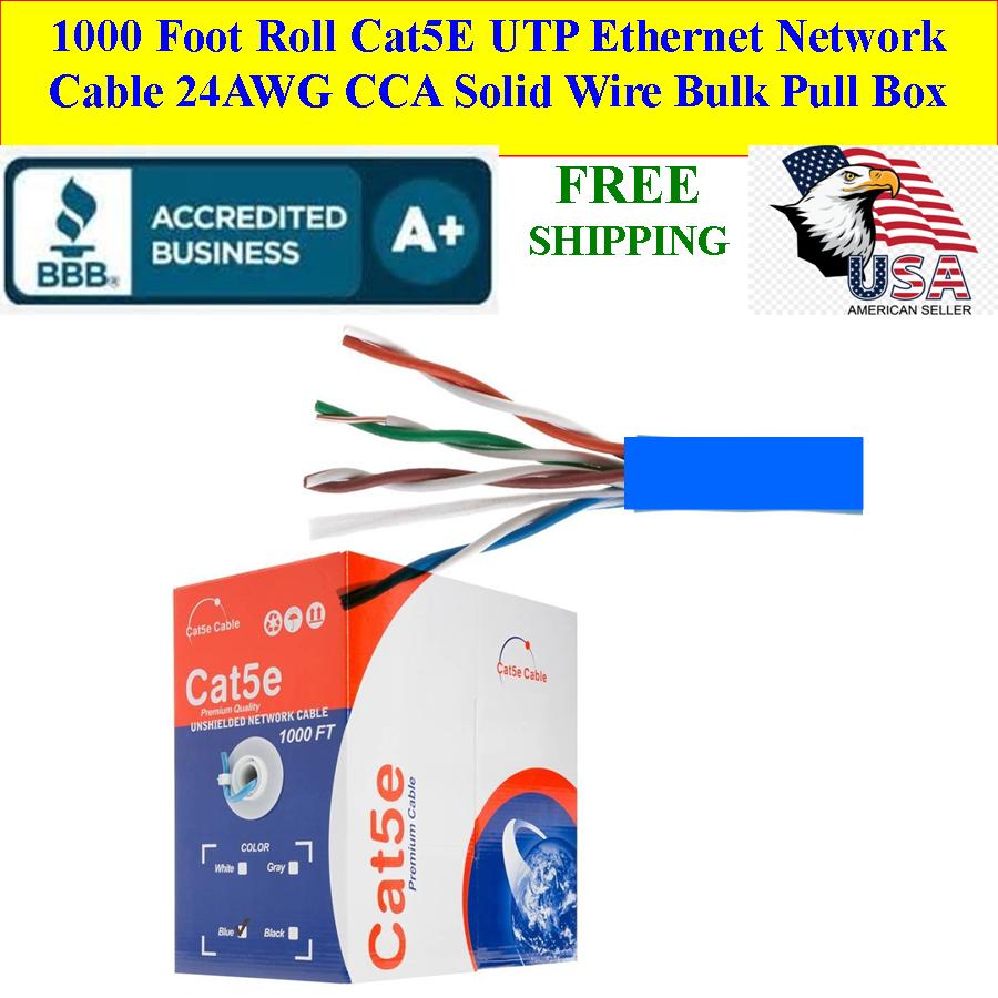 CAT5e UTP 1000ft Network Ethernet Cable 24AWG Blue - Click Image to Close