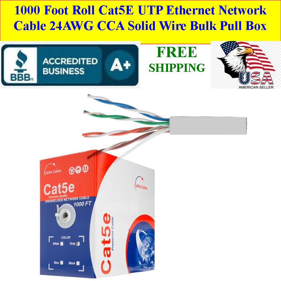 CAT5e UTP 1000ft Network Ethernet Cable 24AWG Gray