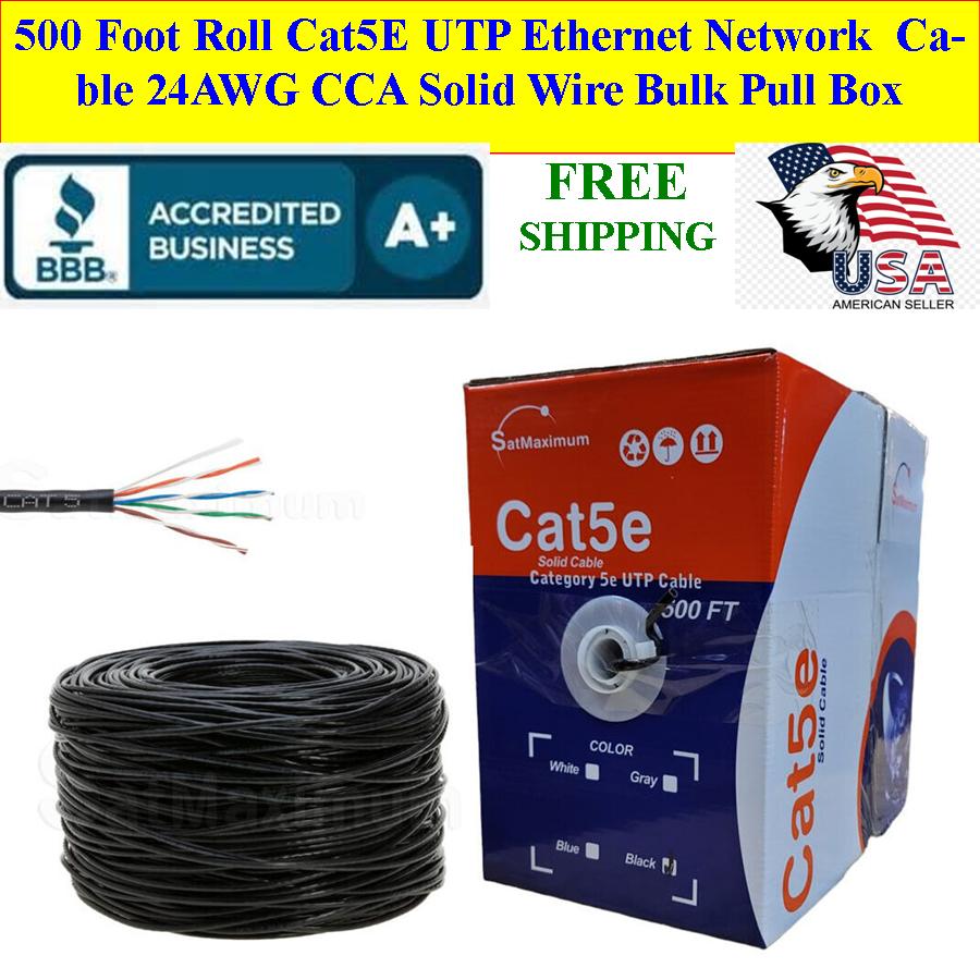 CAT5e UTP 500ft Network Ethernet Cable 24AWG Black - Click Image to Close