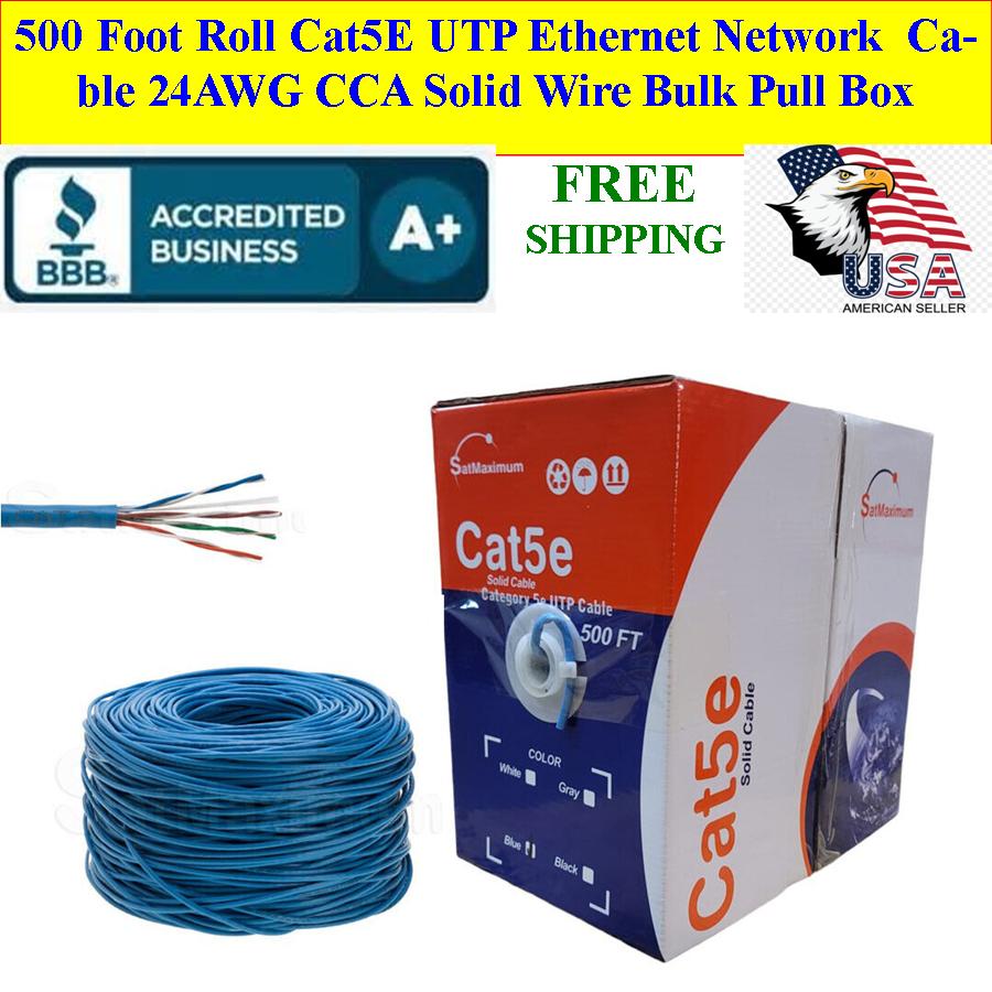 CAT5e UTP 500ft Network Ethernet Cable 24AWG Blue - Click Image to Close