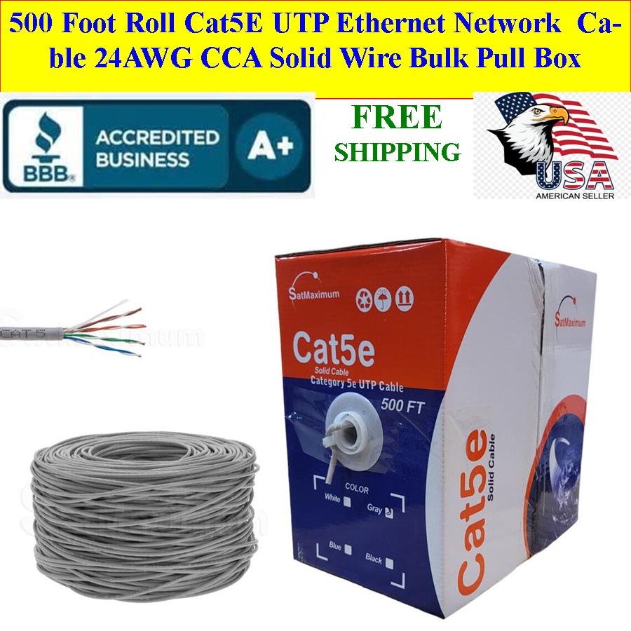 CAT5e UTP 500ft Network Ethernet Cable 24AWG Gray - Click Image to Close