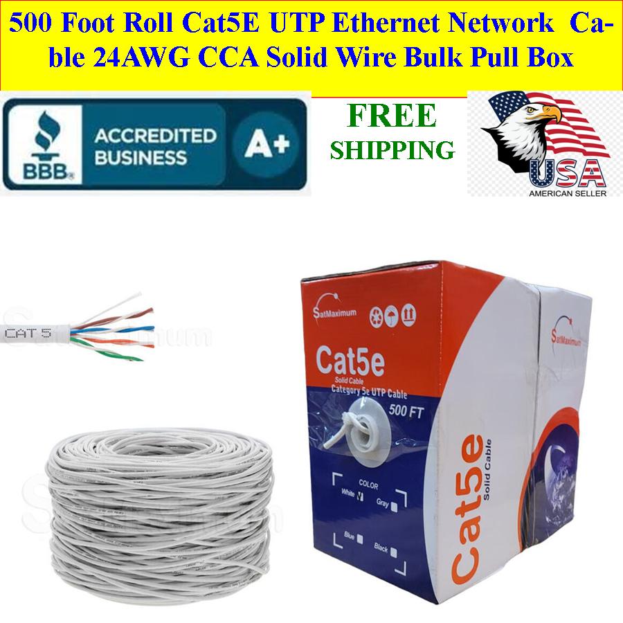 CAT5e UTP 500ft Network Ethernet Cable 24AWG White - Click Image to Close