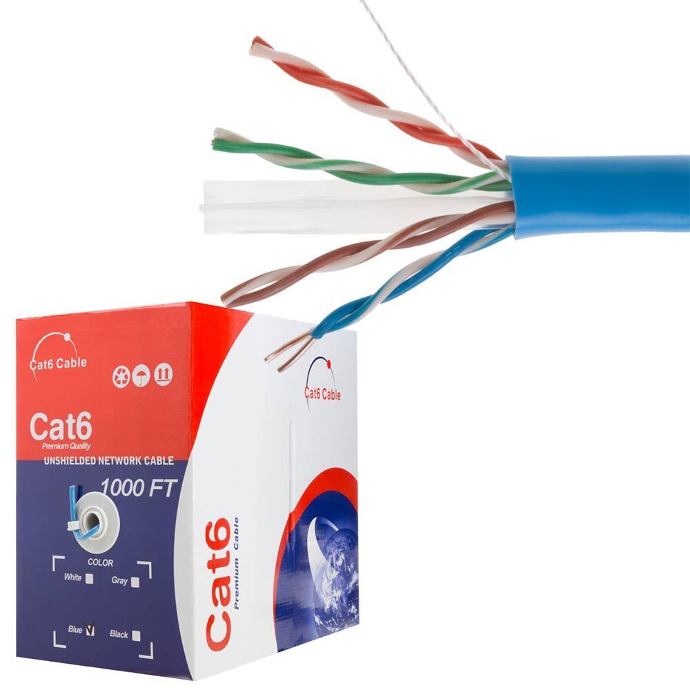 CAT6 UTP 1000ft Ethernet Network Cable 23AWG CCA Solid Wire BLUE