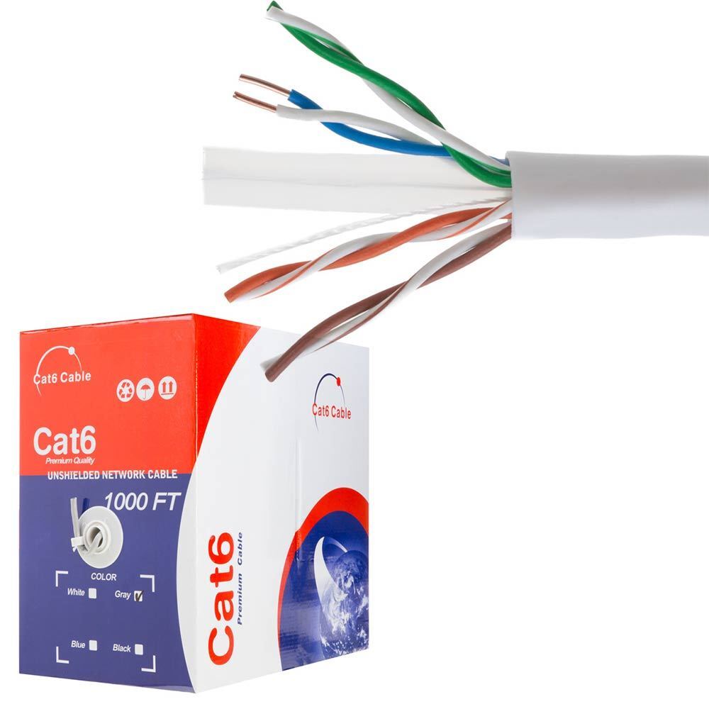 CAT6 UTP 1000ft Ethernet Network Cable 23AWG CCA Solid Wire WHIT - Click Image to Close