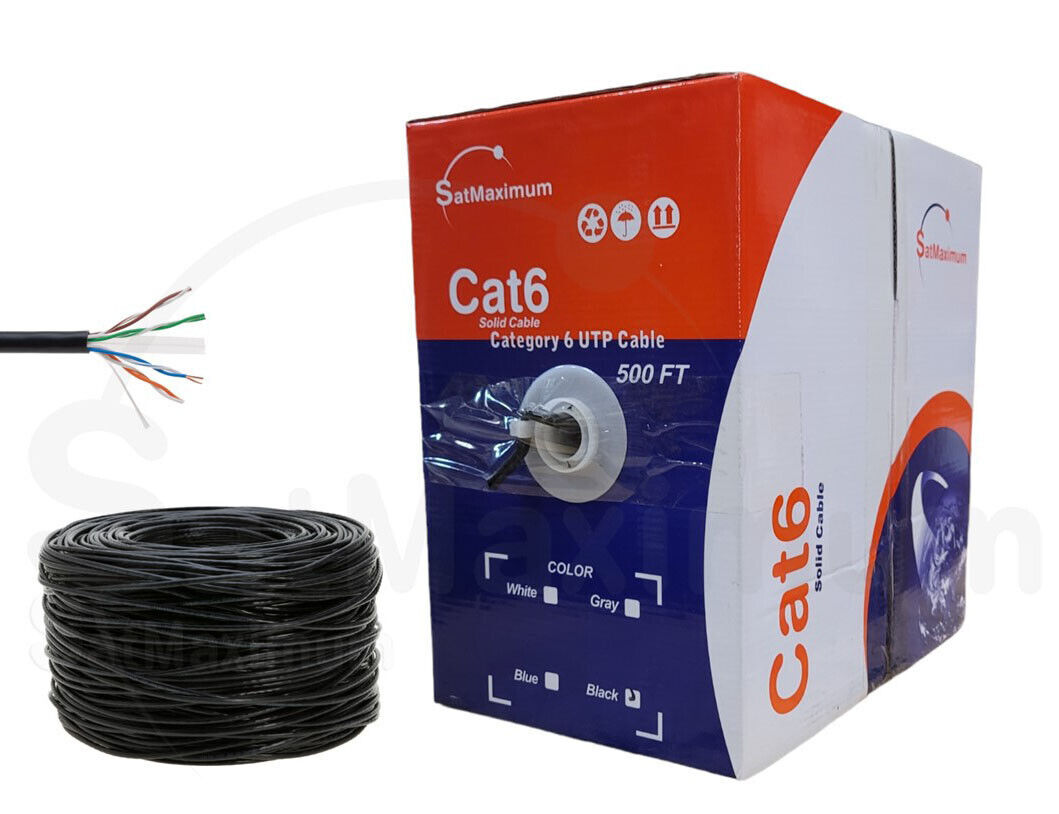 CAT6 UTP 500ft Ethernet Network Cable 23AWG CCA Solid Wire BLACK