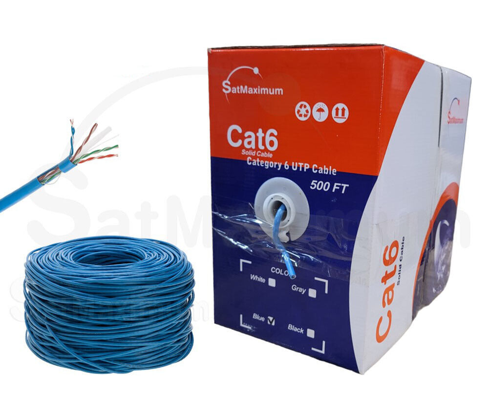CAT6 UTP 500ft Ethernet Network Cable 23AWG CCA Solid Wire BLUE