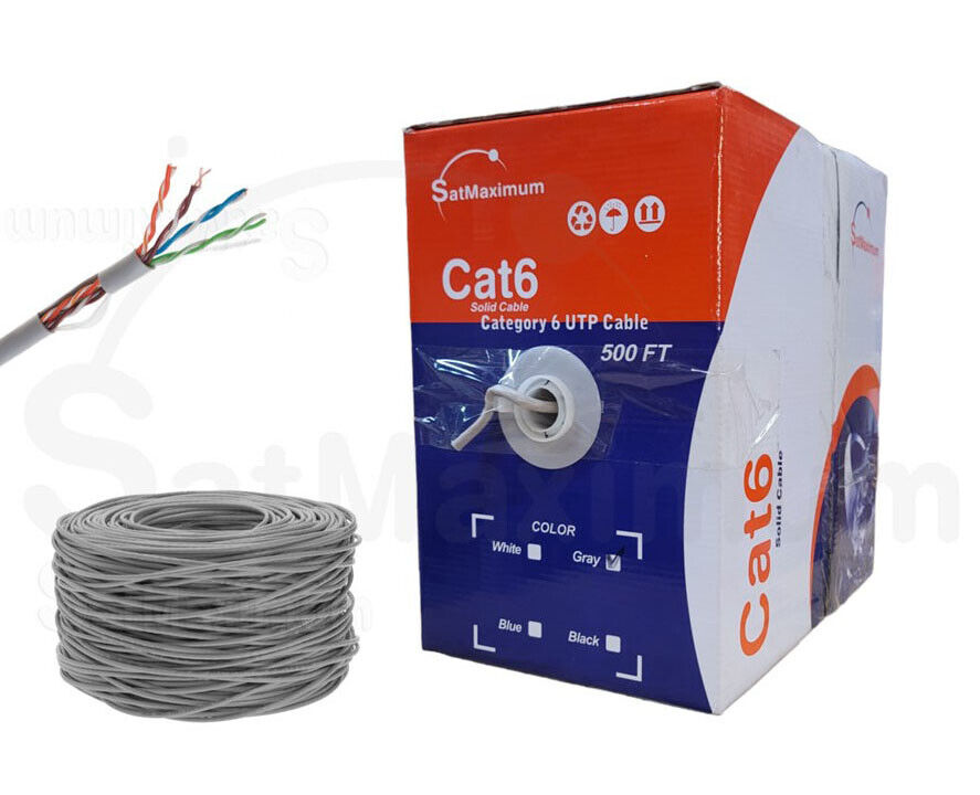 CAT6 UTP 500ft Ethernet Network Cable 23AWG CCA Solid Wire GRAY - Click Image to Close