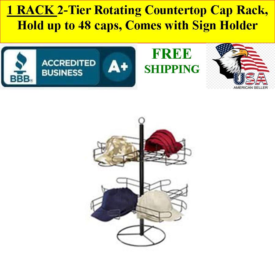 Countertop Cap Rack 2 Tier Rotating Hold up to 48 caps - Click Image to Close