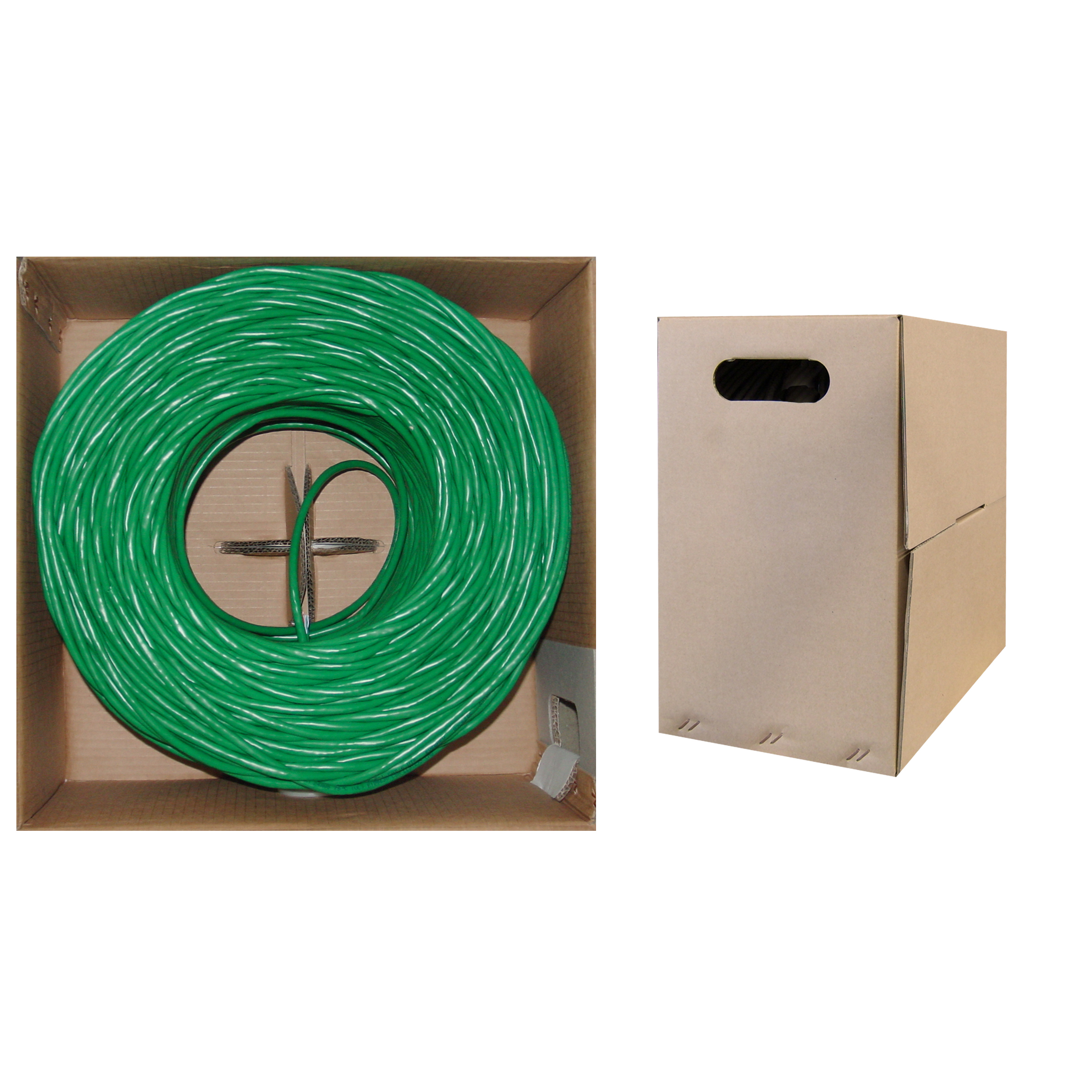 Cat5e Network Cable, CMR, Solid Copper, Green, 1000 Ft