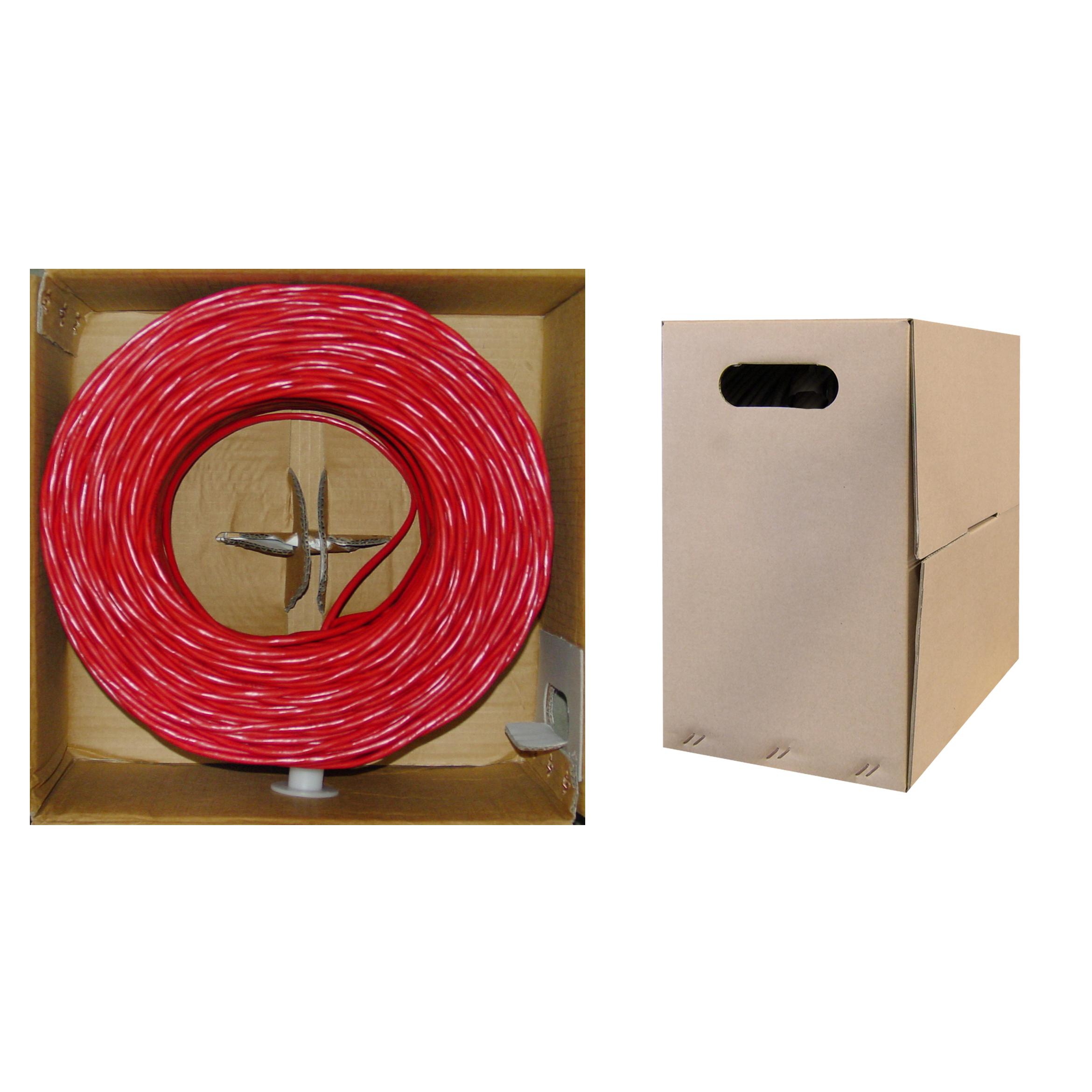 Cat5e Network Cable, CMR, Solid Copper, Red, 1000 Ft