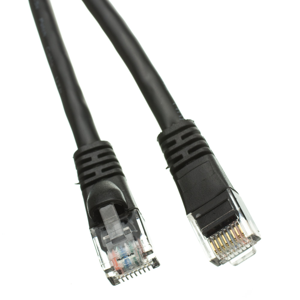 25ft Cat6a Black Ethernet Network Patch Cable 10 Gb, Molded Boot