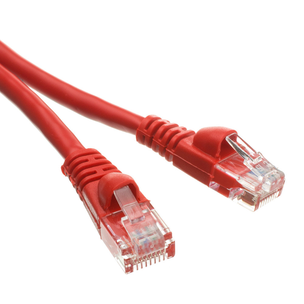 1ft Cat6a Red Ethernet Network Patch Cable, 10 Gb, Molded Boot