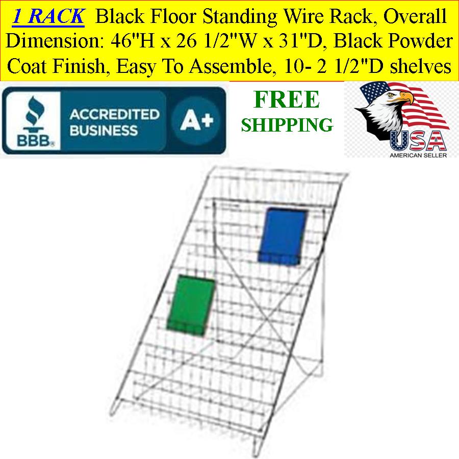 Black Floor Standing Wire Rack, 46''H x 26 1/2''W x 31''D - Click Image to Close