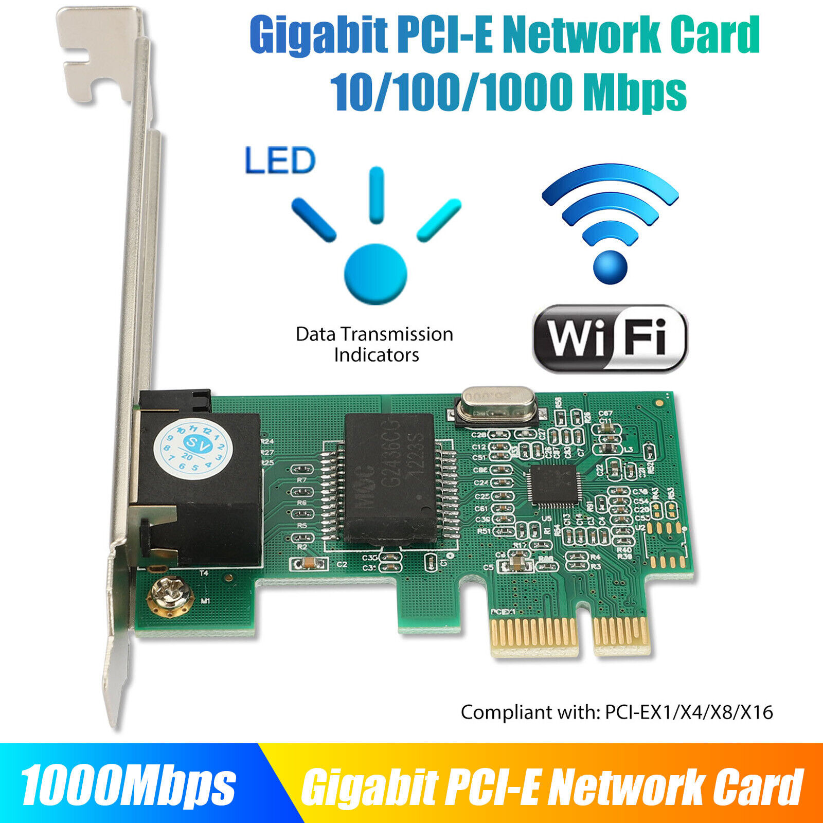 Gigabit Ethernet LAN PCI-E PCI Express Network Controller Card - Click Image to Close