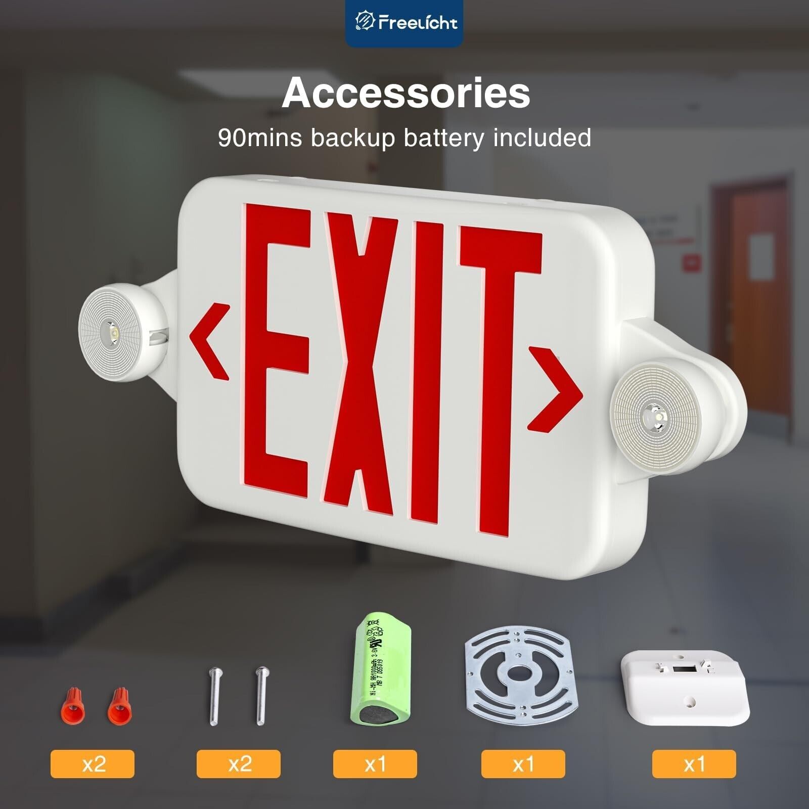 LED Exit Sign Emergency Lights Compact Combo FCC-Listed