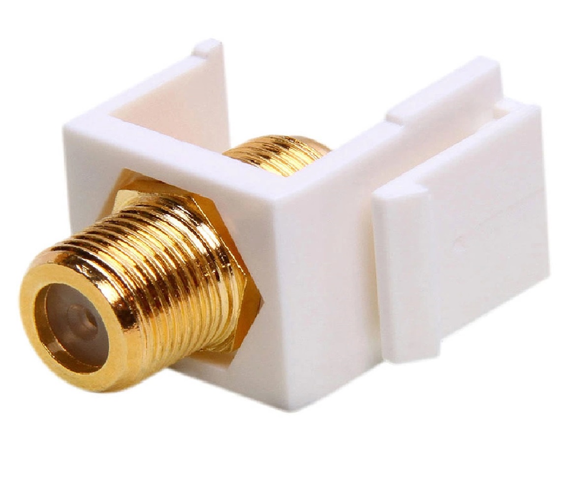 Keystone Jack-Modular F Type (Gold Plated) White - Click Image to Close