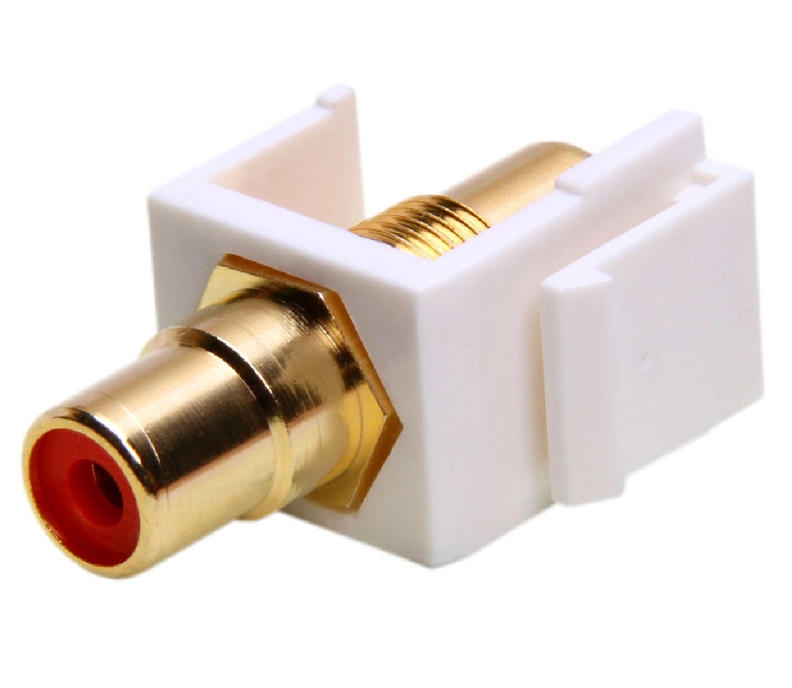 Keystone Jack - Modular RCA White with Red Center - Click Image to Close