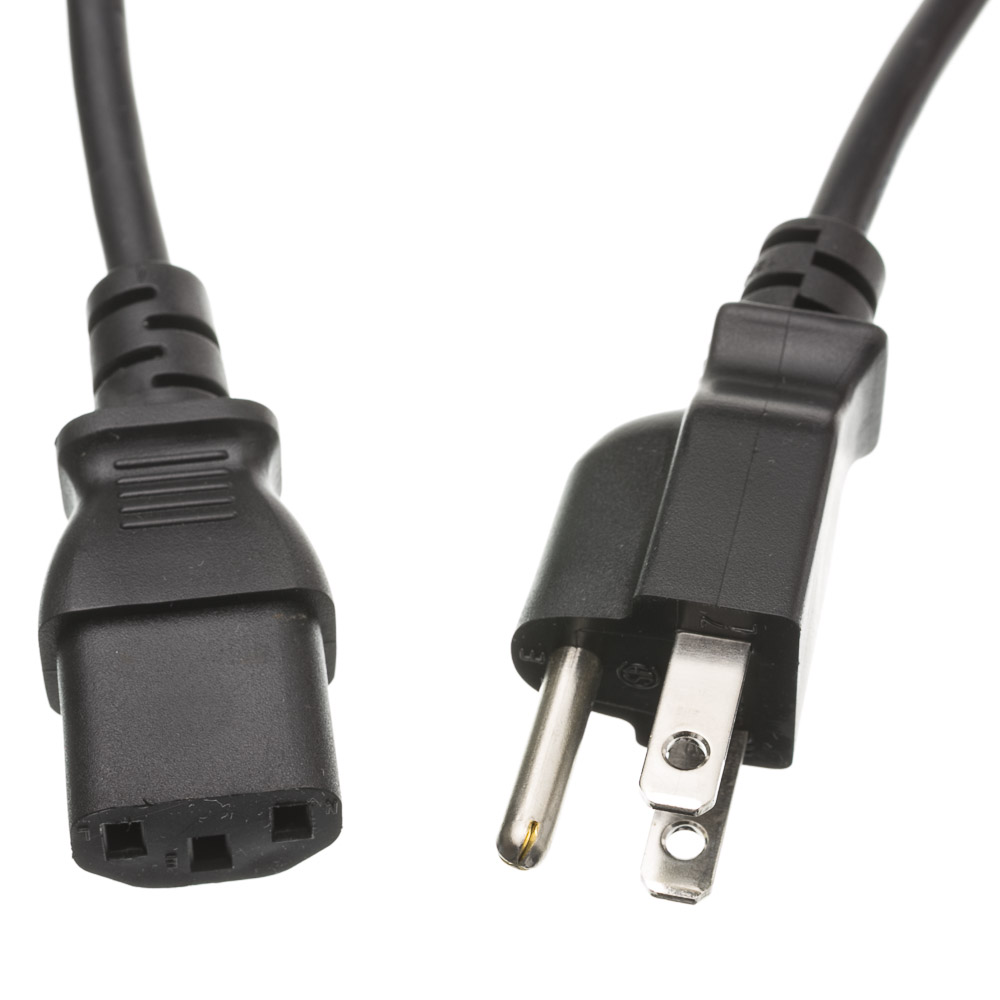 6 FT Computer / Monitor Power Cord, Black, NEMA 5-15P to C13 - Click Image to Close