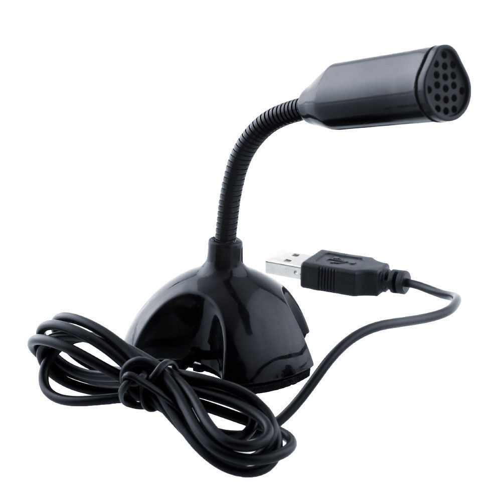 USB Stand Instrument Mini Microphone for Tablet Laptop Black