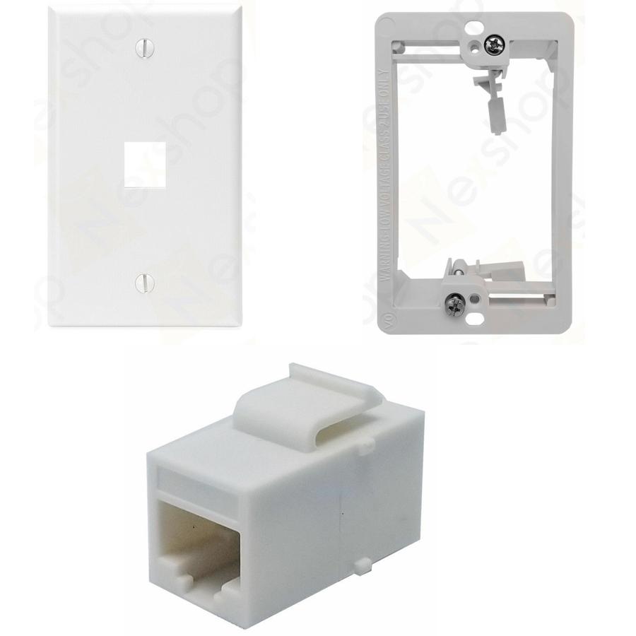 Ethernet Wall Plate Cat6 Coupler Jack Drywall Plate Combo - Click Image to Close