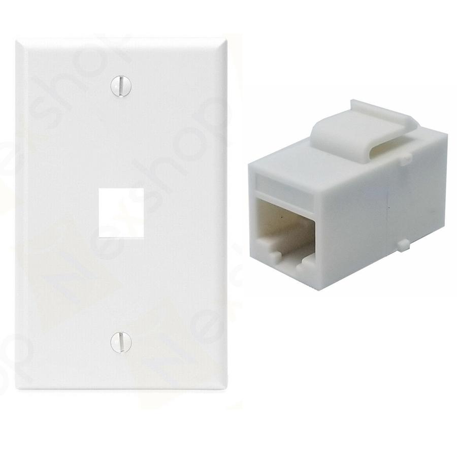 Ethernet Wall Plate Cat6 Coupler Jack Combo - Click Image to Close