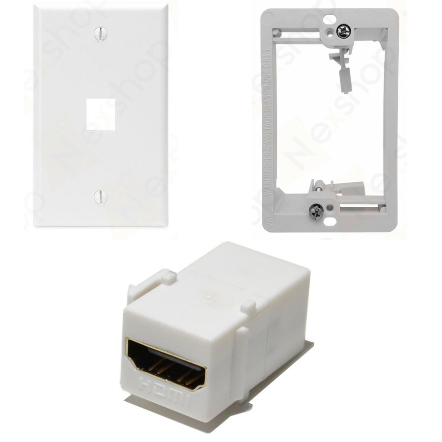 Ethernet Wall Plate, HDMI Coupler, Jack Combo, Drywall Plate - Click Image to Close
