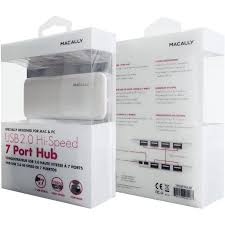 Macally 7-Port AC Powered Hi-Speed USB 2.0 Hub (White) - Click Image to Close